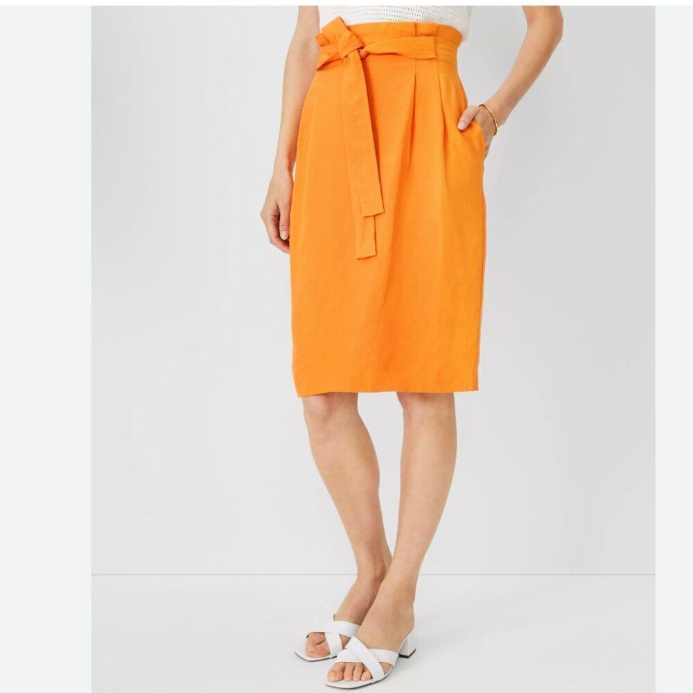 Ann Taylor Linen Blend Paperbag Pencil Skirt - Size 8 - NWT